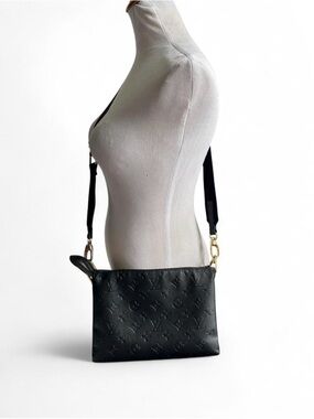 Black Monogram Embossed Crossbody Bag - Designer Style